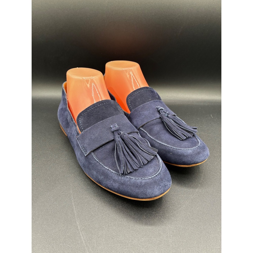 Franco‎ Sarto Navy Blue Suede Tassel Loafers Womens Size 8M Slip On Shoes